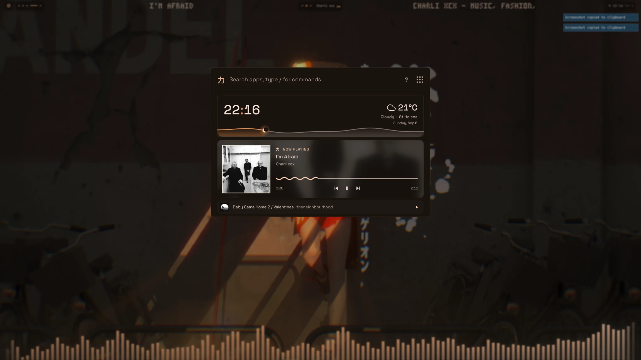 Ryoku launcher with weather and media controls